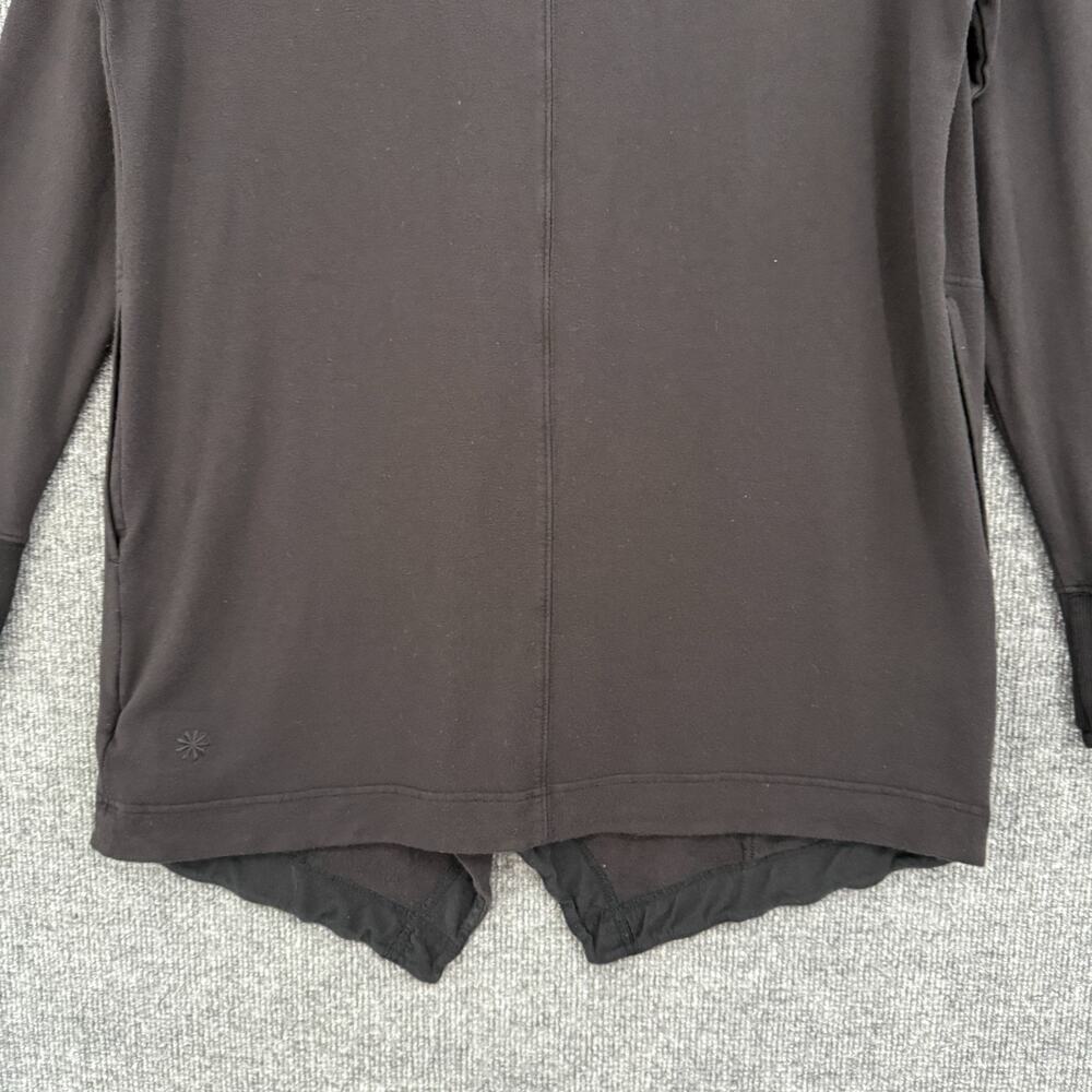 Athleta Open Front Cardigan Womens Small Black Shawl Collar Pockets Cozy Wrap - Picture 7 of 12